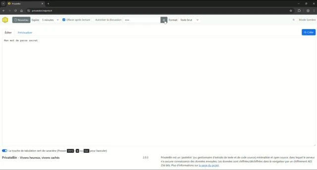 Présentation de PrivateBin
